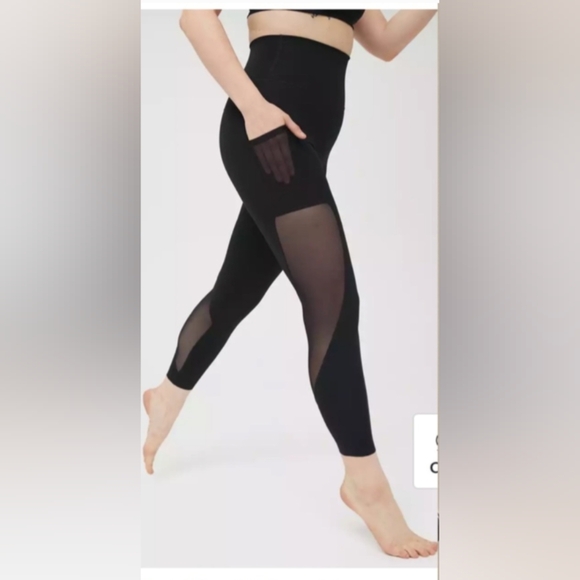 Aerie Offline Goals 7/8 Legging White Mesh Details High Waist Medium - Picture 2 of 9